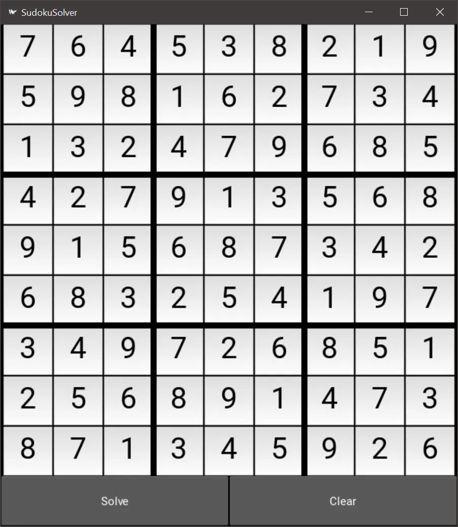 sudoku solver with a solved puzzle