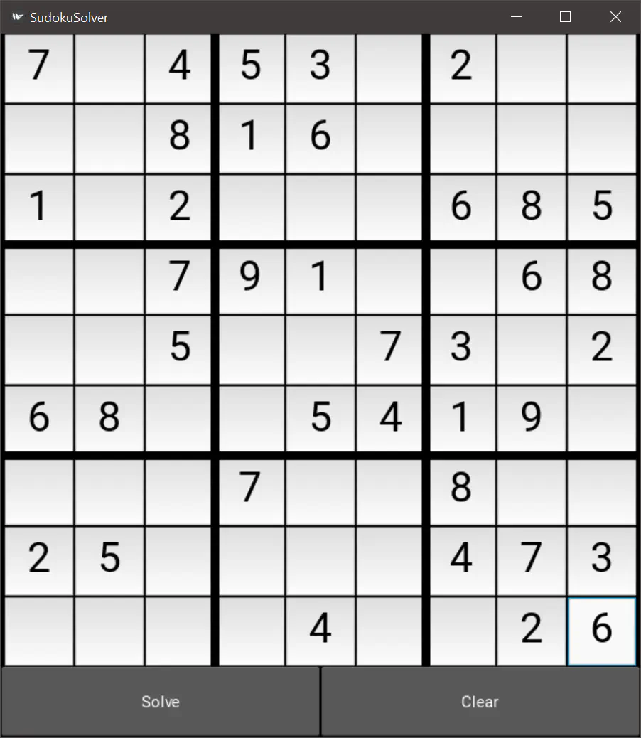 sudoku solver with an unsolved puzzle
